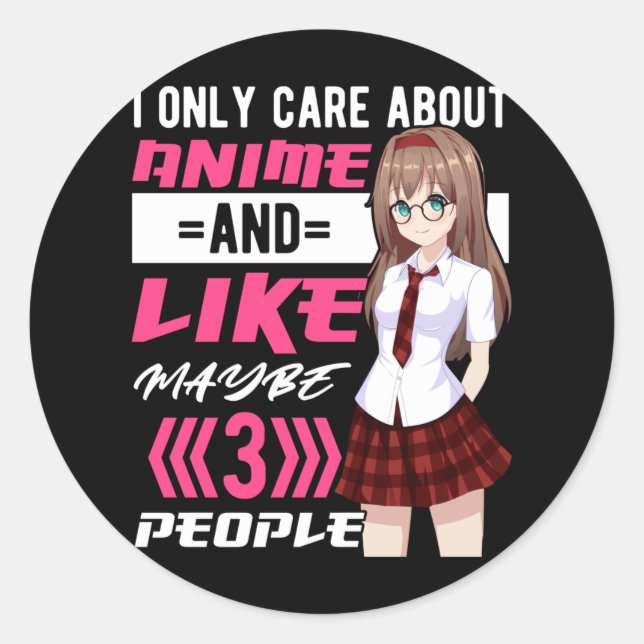 Addicted Anime Girl Otaku Cute Manga Classic Round Sticker (Front)