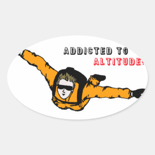 Addicted to Altitude Skydiver Oval Sticker