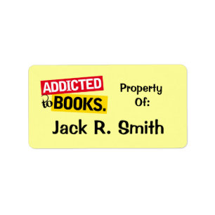 Addicted To Books Label Bookplate Stickers Gift