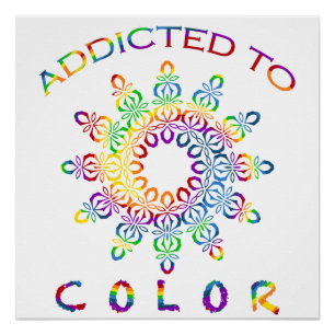Addicted to Colour Rainbow Mandala Design Poster