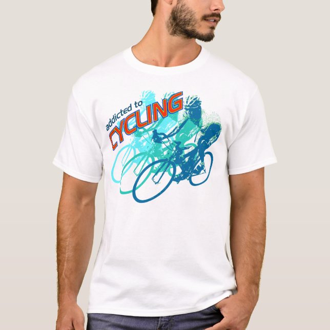Addicted To Cycling Cool Design T-Shirt (Front)