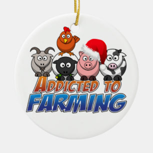 Addicted to Farming Christmas Ceramic Tree Decoration