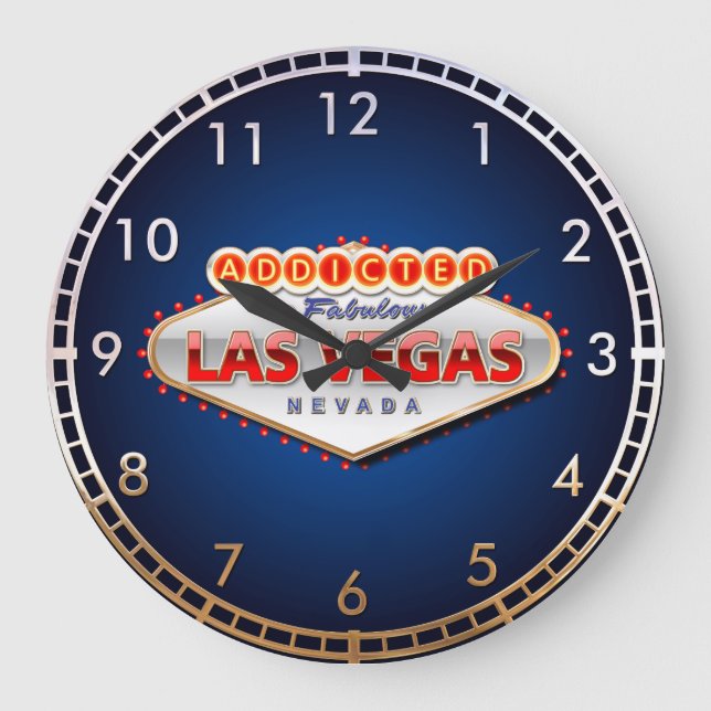 Addicted to Las Vegas, Nevada Funny Sign Large Clock (Front)