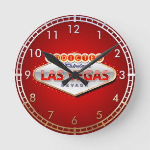 Addicted to Las Vegas, Nevada Funny Sign Round Clock