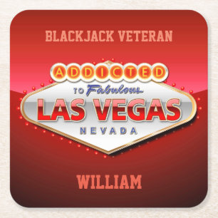 Addicted to Las Vegas, Nevada Funny Sign Square Paper Coaster
