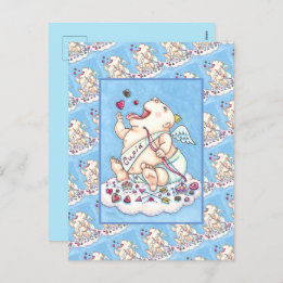 ADDICTED TO LOVE FUNNY BABY CUPID, CHOCOLATE CANDY HOLIDAY POSTCARD