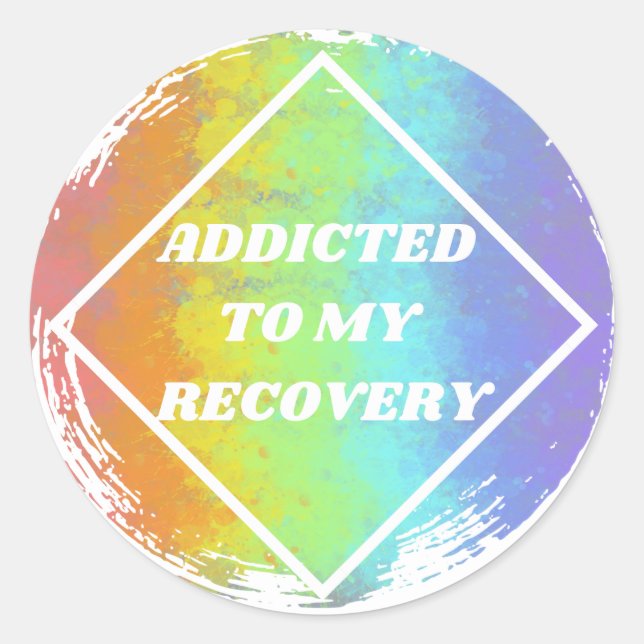 Addicted To My Recovery - NA Narcotics Anonymous Classic Round Sticker (Front)