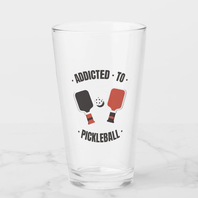 Addicted To Pickleball Drinking Glass (Front)