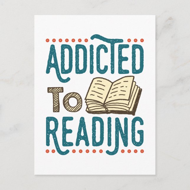 Addicted to Reading Book Addict Bookworm Postcard (Front)