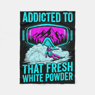 Addicted To That White Powder 80s 90s Retro Skiing Fleece Blanket