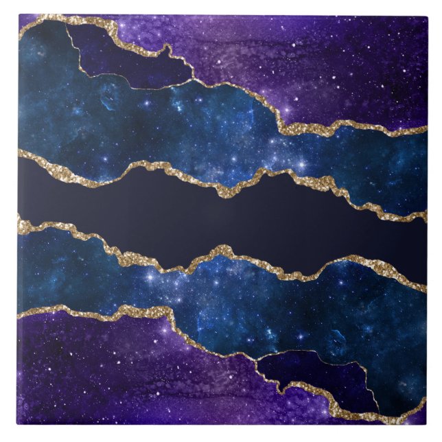 Addicted to the stars and the Galaxy purple blue Ceramic Tile (Front)