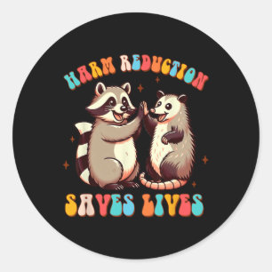 Addiction Counsellor Racoon Opossum Harm Reduction Classic Round Sticker