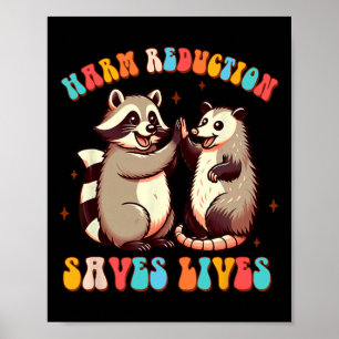 Addiction Counsellor Racoon Opossum Harm Reduction Poster