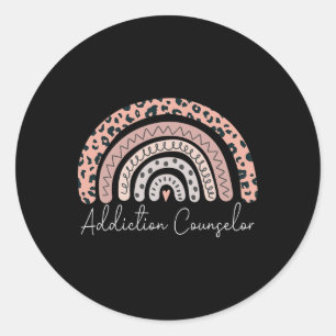 Addiction Counsellor Rainbow Therapist Mental Heal Classic Round Sticker