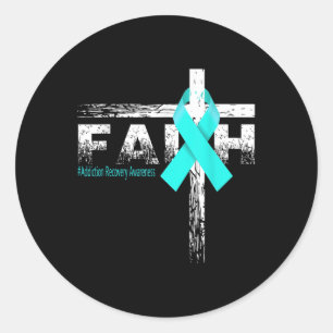 Addiction Recovery Awareness Christian Faith &amp; Classic Round Sticker