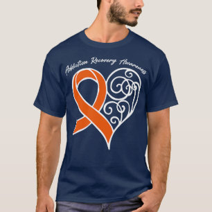 Addiction Recovery Awareness Heart Ribbon Gift Val T-Shirt