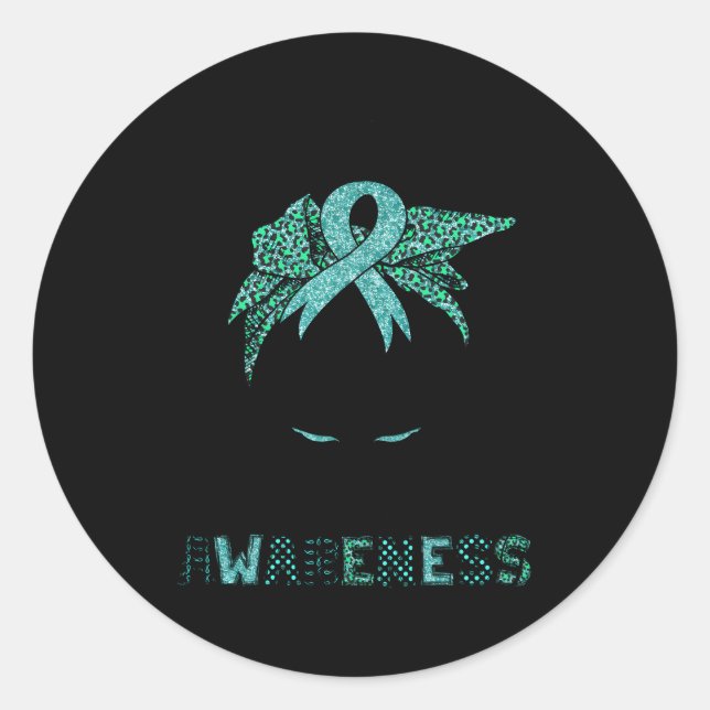 Addiction Recovery Awareness Messy Hair Bun For Classic Round Sticker (Front)