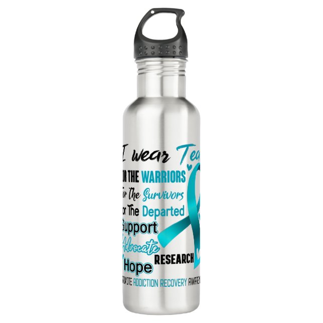 Addiction Recovery Awareness Month Ribbon Gifts 710 Ml Water Bottle (Front)