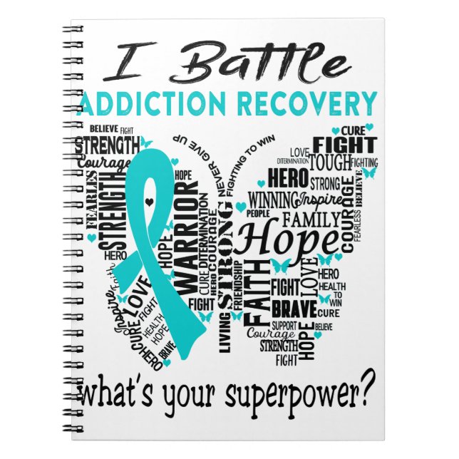 Addiction Recovery Awareness Month Ribbon Gifts Notebook (Front)