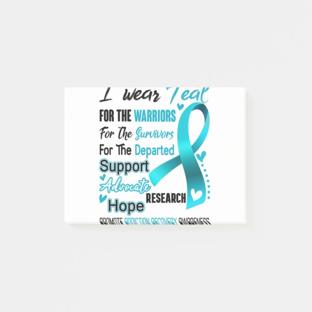 Addiction Recovery Awareness Month Ribbon Gifts Post-it Notes (Front)