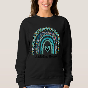 Addiction Recovery Awareness Rainbow Ribbon Blue L Sweatshirt