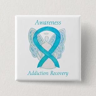 Addiction Recovery Awareness Ribbon Angel Pin