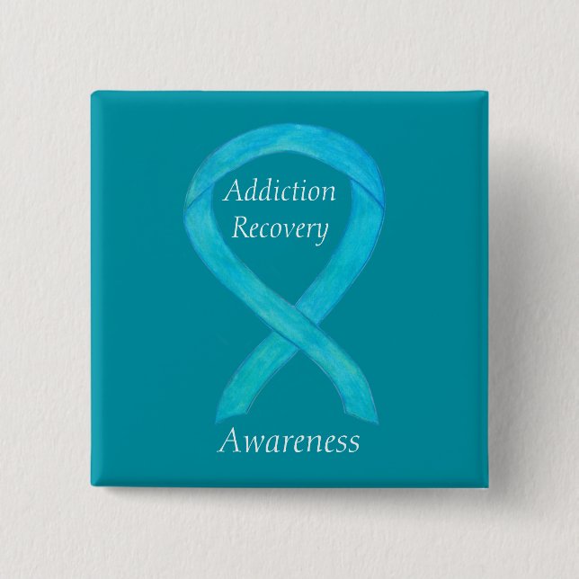 Addiction Recovery Awareness Ribbon Custom Pin (Front)