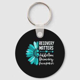 Addiction Recovery Awareness Semicolon Flower Drug Key Ring