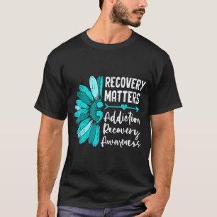 Addiction Recovery Awareness Semicolon Flower Drug T-Shirt