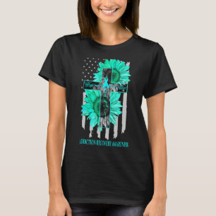 Addiction Recovery Faith Hope Love Teal Us Flag Je T-Shirt