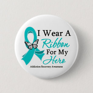 Addiction Recovery I Wear a Ribbon For My Hero 6 Cm Round Badge