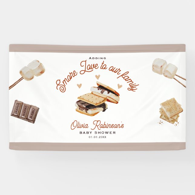 Adding S’More Love to Our Family Baby shower Banner (Horizontal)