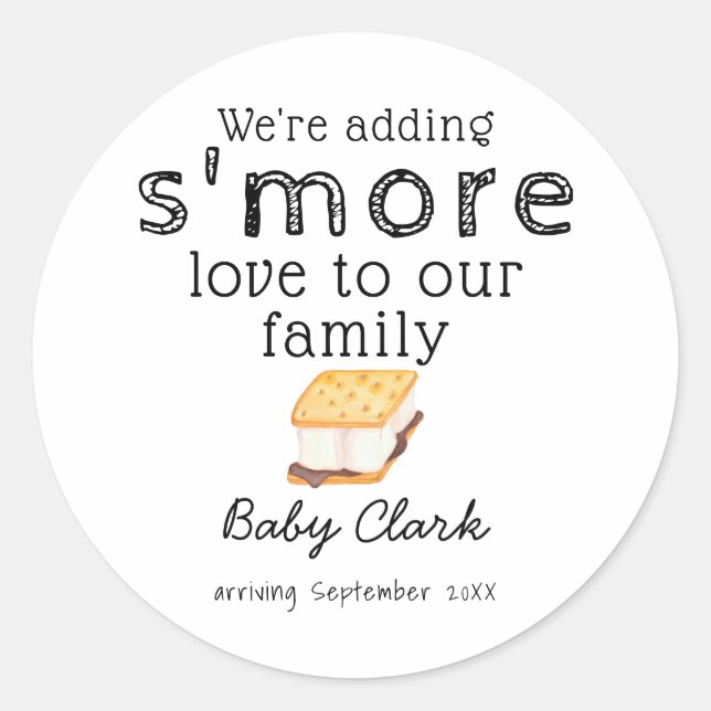 Adding S'more Love Baby Shower Classic Round Sticker (Front)