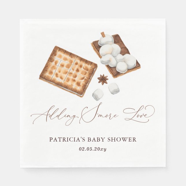 Adding S'more Love Gender Neutral Baby Shower Napkin (Front)