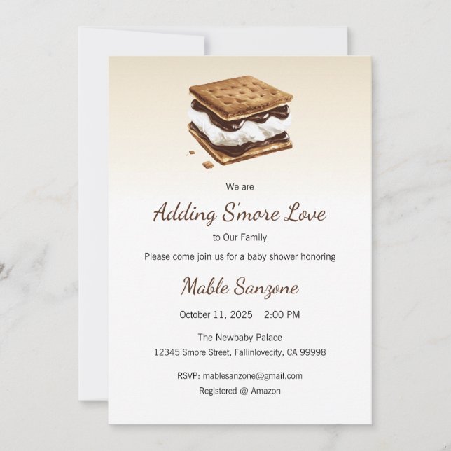 Adding S'more Love Invitation, Baby Shower Invitation (Front)