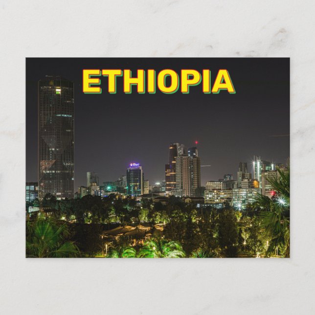 Addis Ababa, Ethiopia At Night Postcard (Front)