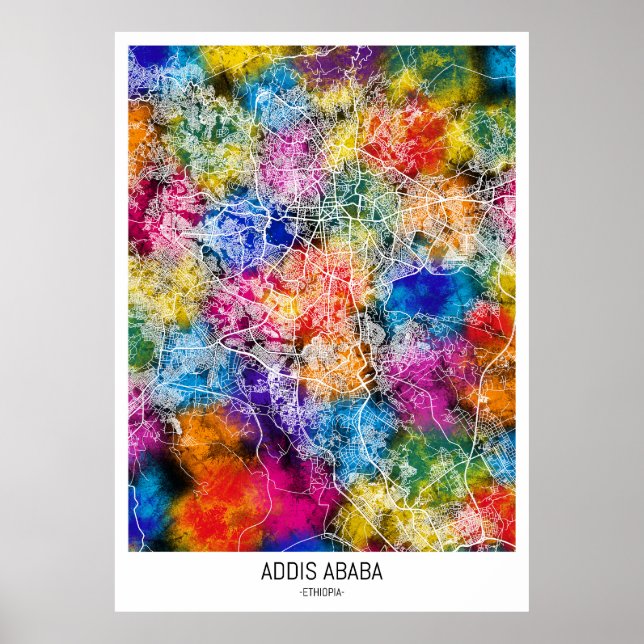 Addis Ababa Ethiopia City Map Poster (Front)