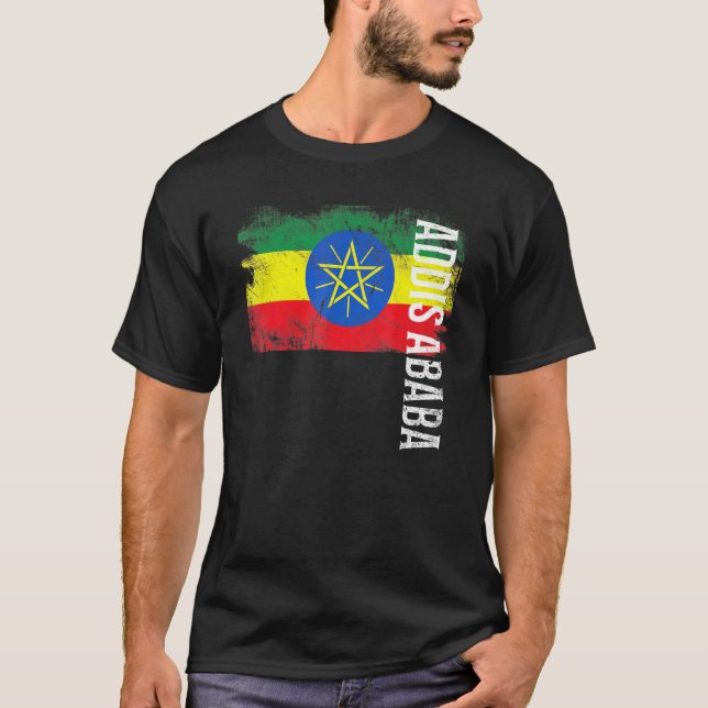 Addis Ababa Ethiopia Flag For Ethiopians Men Women T-Shirt (Front)