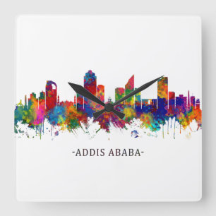 Addis Ababa Ethiopia skyline Square Wall Clock