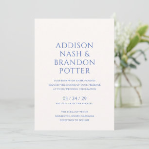 Addison Blue Classic Elegant Wedding Invitation