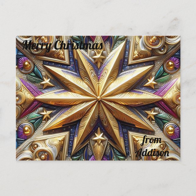ADDISON ~ CHRISTMAS ~ 3D star pattern ~ Postcard (Front)