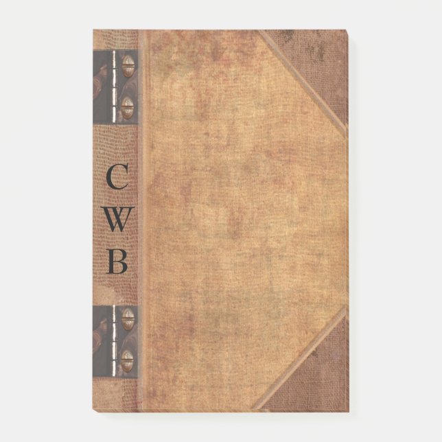 Addison Old Book Cool Monogram Post-it Notes (Front)