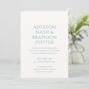 Addison Teal Green Classic Elegant Wedding Invitation