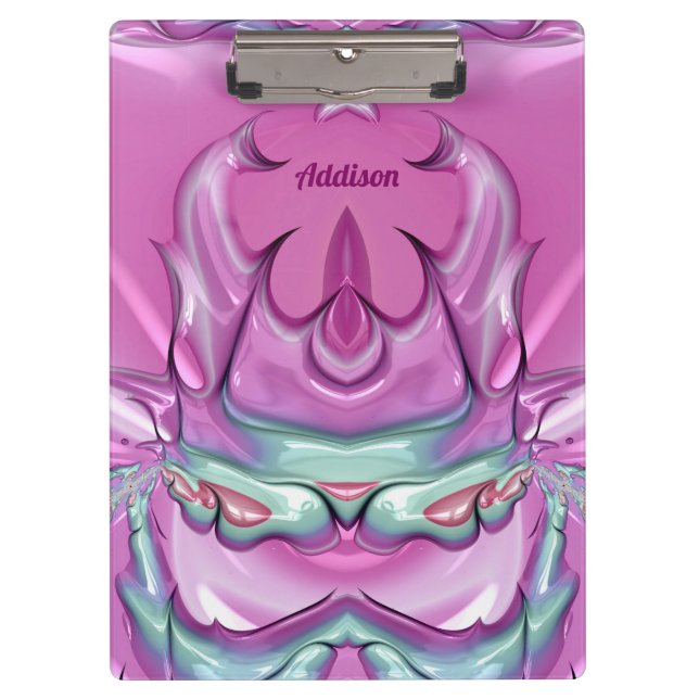 ADDISON ~WOW! STRANGE! Pink Grey White and Cerise  Clipboard (Front)