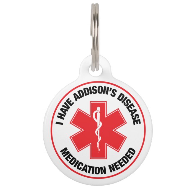 Addison's Disease Medical Alert Pet Tag -  (Front)