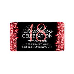 Address 18th Birthday Party Sparkles Red Label