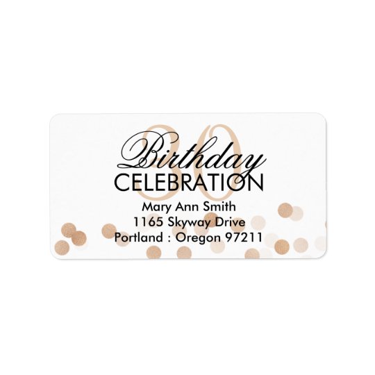 Address 30th Birthday Copper Foil Glitter Lights Address Label