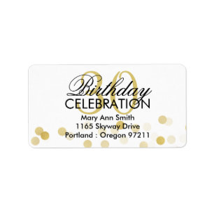 Address 30th Birthday Gold Foil Glitter Lights Label