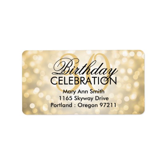 Address 30th Birthday Party Gold Glitter Lights Address Label