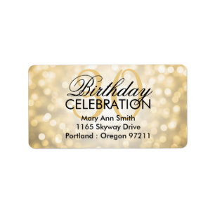 Address 30th Birthday Party Gold Glitter Lights Label